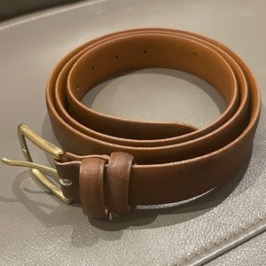 Leather brown belt. Genuine Split Italian leather belt.